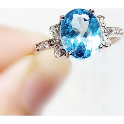 Natural real blue topaz love heart style ring Per jewelry 8*10mm 3.5ct gemstone 925 sterling silver Fine jewelry T20891