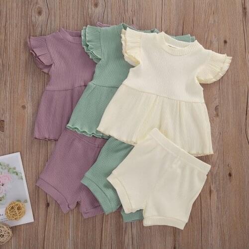 Little Girls 2-Piece Outfit Set Sleeveless Ruffle Knitted Patchwork Striped Round Neck Top Drawing Strap Elastic Band Pants Set