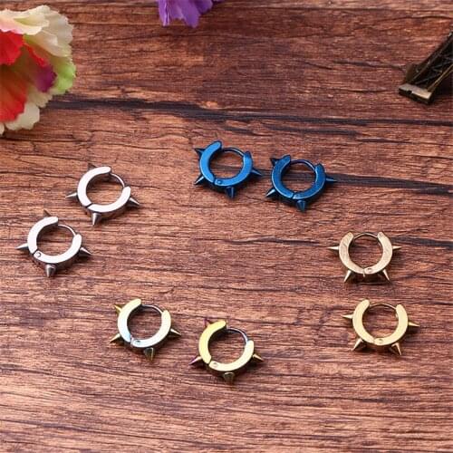 RONGQING 1pair Fashion Earrings Stainless Steel Round Clip Earrings for women man Geometric gift 4*9mm