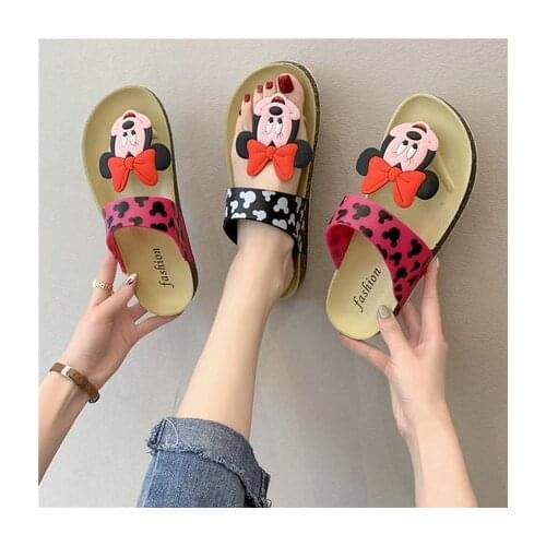 Disney Girls Summer Soft Sandals and Slippers Student Flat Beach Slippers Minnie All-match Slippers