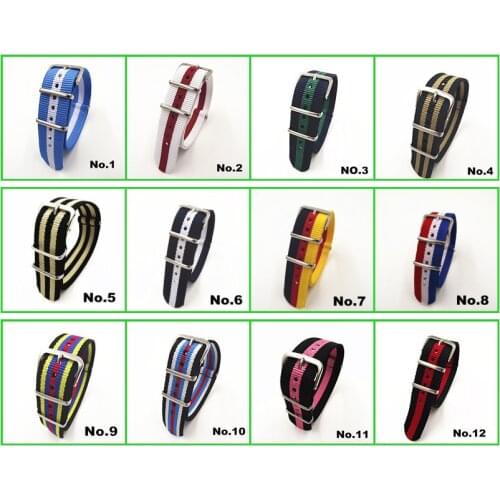Hot ! Wholesale 10pcs/lot High quality 20MM Nylon Watch band NATO waterproof watch strap fashion wach band - 81 color available