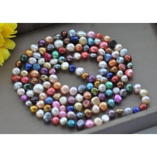 Z11024 48" 10mm Baroque Multicolor Freshwater Pearl Necklace