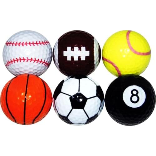 6Pcs Golf Equipment football basketball tableTennis Baseball Golf Balls Novel Ball Two Layers Golf Practice Balls Gifts