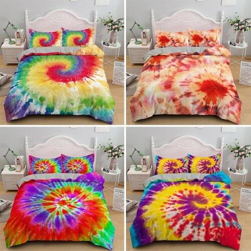 Tie Dye Bedding Set Luxury Colorful Single Double Duvet Cover Abstract Blooming Home Textiles Stylish Bed Linen 2/3pcs