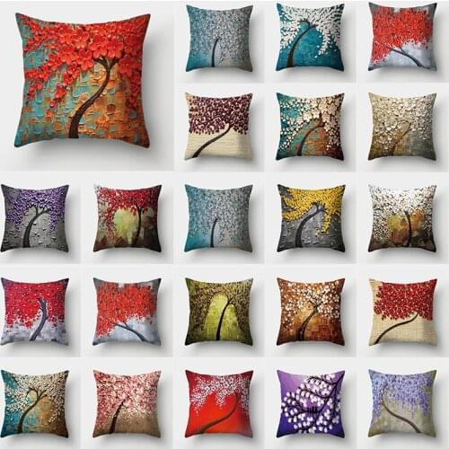 Nordic Painting Cushion Cover Colorful Tree Decorative Sofa Cushions Pillow Covers Throw Pillows 45*45 Pillow Cases Home Decor
