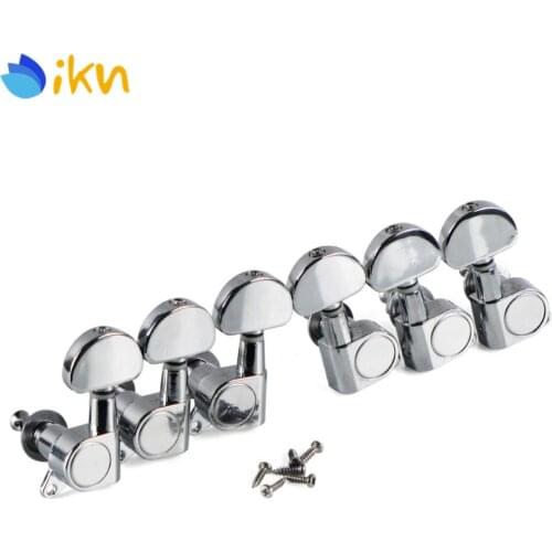 NEW 6pcs Enclosed Acoustic Guitar Tuning Pegs Keys Machine Heads Tuner Chrome 3L3R Big Button Guitar Accessories