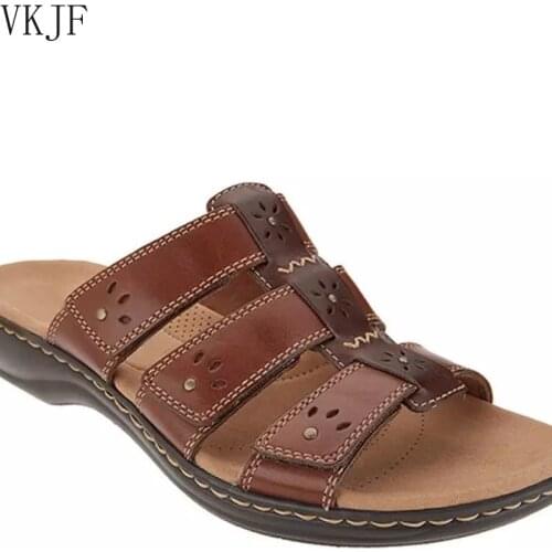 New Summer Fashion Ladies Slippers Women Sandals 2021 Peep Toe Hook Loop Wedge Flower Shoes Outdoor Casual Comfy Female Footwear