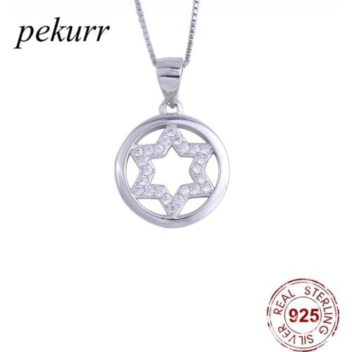 Pekurr 925 Sterling Silver Zircon North Star Necklace For Women Round Hoop Female Pendants Party Fashion Jewelry Accessories
