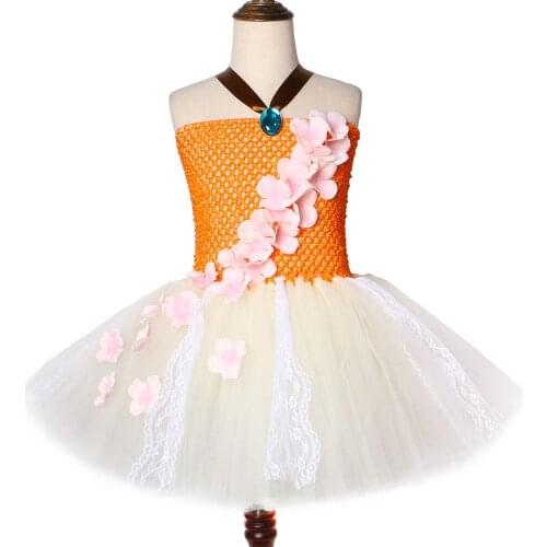 Halloween Princess Girls Moana Tutu Dress Children Birthday Party Dress Up Lace Tulle Flowers Girl Dress Kids Cosplay Costumes