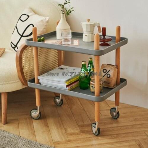 Movable Small Corner Table With Wheels Nordic Sofa Cabinet Bedside Table Small Apartment Trolley Coffee Table Side