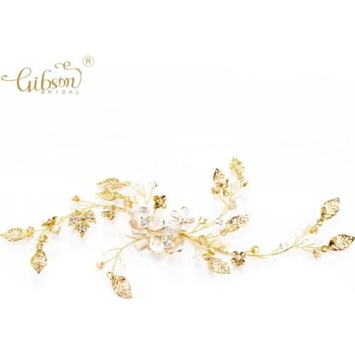 2018 New Arrival Handmade Regal Leaf Bride Headdress Communion Hair Vine Headband Rhinestone Wedding Hair Clip Foliage Headpiece