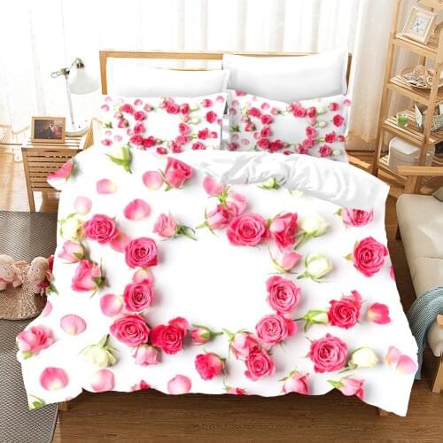 Simple 3D Digital Printing Flowers Bedding Set Floral Duvet Cover Set Bed Set Bed Linens For Aduts Decor Home Bedclothes