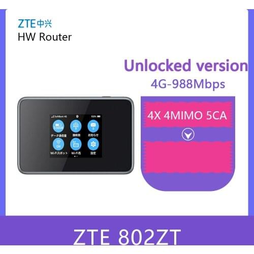 Unlocked ZTE 802ZT 4G 988Mbps LTE Mobile Wireless hotspot 4g router bands 1/2/3/4/8/11/12/17/28/41/42 PK e5788