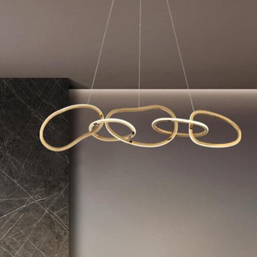 Stainless Steel Postmodern Luxury Chandelier Dining Room Island Rings LED Hanging Light Restuarant Bar Office New Pendant Lamp