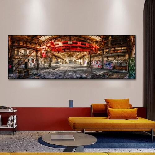 Modern Industrial Painting Posters and Prints Wall Art Canvas Painting Factory Rock Graffiti Pictures for Living Room Wall Decor