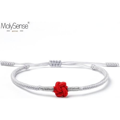 Molysense Tibetan Buddhist Lucky Amulet Red Knots Tibetan Bracelets&Bangles For Women And Men Handmade Rope Lucky Gift Bracelet