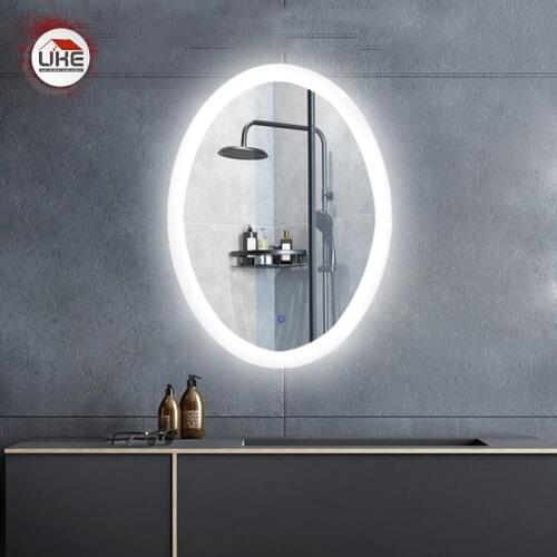 Custom Smart Oval Shape Bathroom Mirror With LED light Frosted Edge Multi-Function High Quality Refection Bathroom Mirror