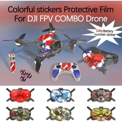 For DJI FPV COMBO Drone Full Set Sticker Flying Glasses V2 Motion Controller/Waterproof Anti-scratch Protective Film Accessories