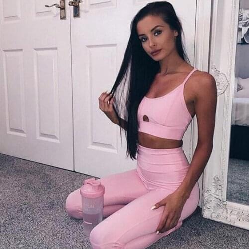 Women Active Wear Set High Quality Cheap Tracksuits Sexy Hollow Out One Shoulder Sportswear Dry Fit Gym Wear