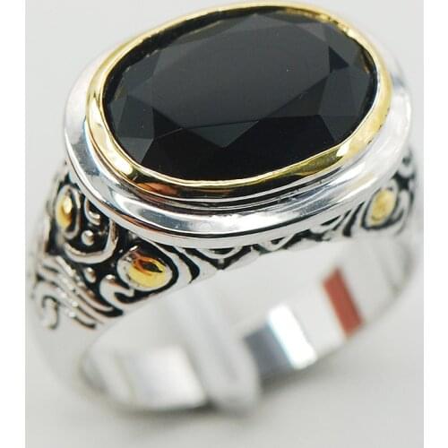 Black Onyx Women 925 Sterling Silver Ring F928 Size 6 7 8 9 10