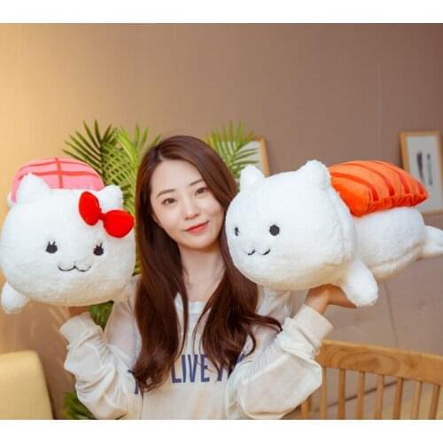 1pc 45cm Kawaii Lying Sushi Cat Plush Toys Stuffed Cute Cat Doll Lovely Animal Pillow Soft Cartoon Cushion Kids Christmas Gift