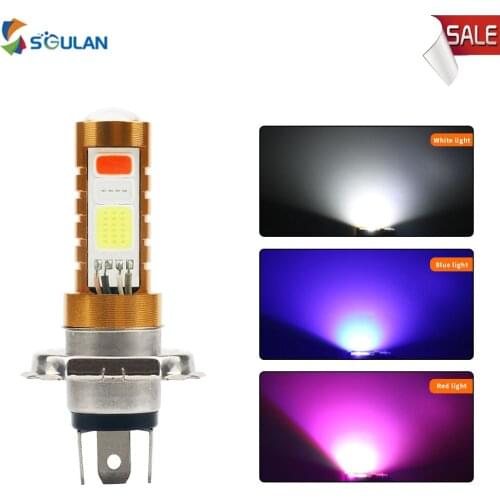 1X Super Bright Car LED Lights H4 Headlights BA20D P15D For Motorcycle Head Lamps COB Chip 3-Color RGB Strobe Front Bulbs 12v