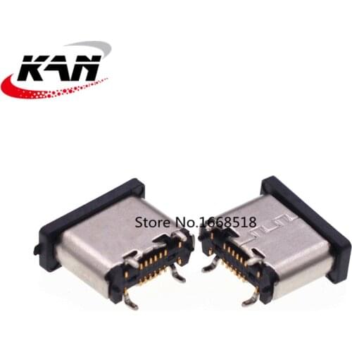 10pcs TYPE-C 16P female seat 180 degrees SMT vertical short body female seat H=6.5 USB3.1 fast charging interface