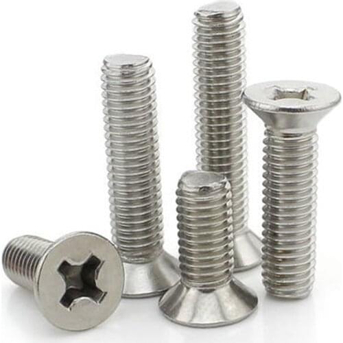 100pcs/lot DIN965 Stainless steel countersunk / flat head philips micro machine screw M1 M1.2 M1.4 M1.6 M1.7 M2 M2.5