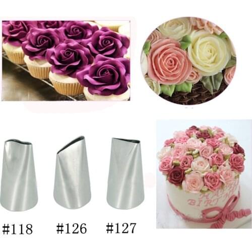 3 Pcs Flower Rose Decorating tip sets Stainless Steel Pastry Cake Tools Set Sugarcraft Baking Kitchen Dessert