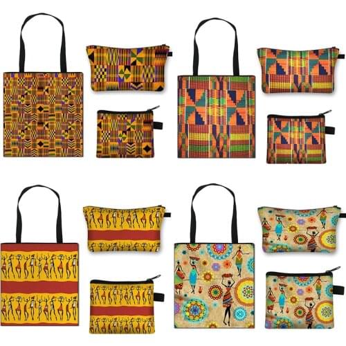 African Print3pcs/ Handbag /Cosmetic Bag/ Coin Purse Afro Women Shopping Fashion Combination Bag