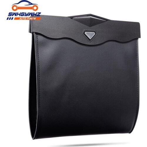 Car Trash Can Waterproof Garbage Bag Passenger Artificial Leather Storage Pocket Leak Reusable Traveling Portable Garbage Cans
