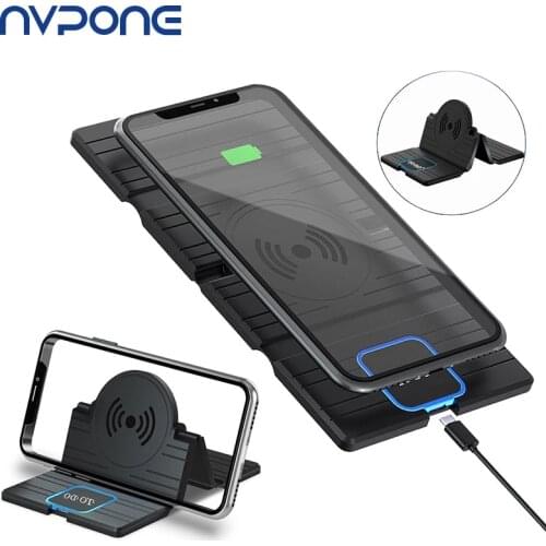 15W Qi Wireless Car Charger Pad for iPhone12 11 X XS Foldable Fast Charging Dock Station Non-Slip Phone Stand Holder for Samsung