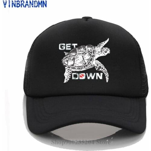 Comic Turtle Dive Get Down Baseball cap men women funny cotton scuba diver net hat combed cotton brand appare summer Hip Hop hat