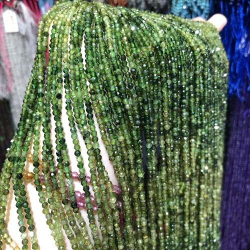 Natural Stone Beads Section Gradient Small Beads Green Tourmaline For Jewelry Making DIY Necklace Bracelet Earrings Accessory