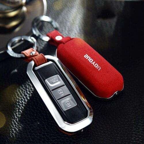 Genuine Leather Galvanized Alloy Car Key Case Cover For Baojun 510 310W 730 560 630 Folded 310