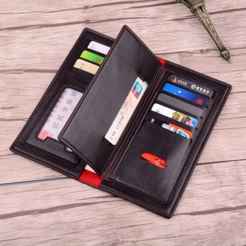 Men Long Wallet Fashion Business Male Coin Purse High Capacity Multiple Card Position Card Holder Leather Purse Wallet