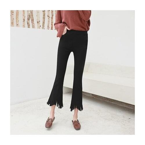 For Fashion Black Flare Women High Waist Pants 2020 Spring Slim Spodnie Damskie JF1462 Pph550