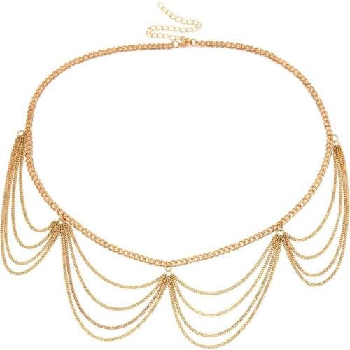 Women Waist Chain Summer Chain Multi-layer Belly Chain Waist Body Jewelry Dress Belt