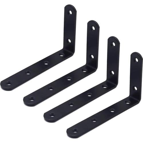 L-Shaped Steel Thickened Right Angle Bracket Black 90 Degree Shelf Bracket Connector Iron Angle Code Hardware Household Hardware