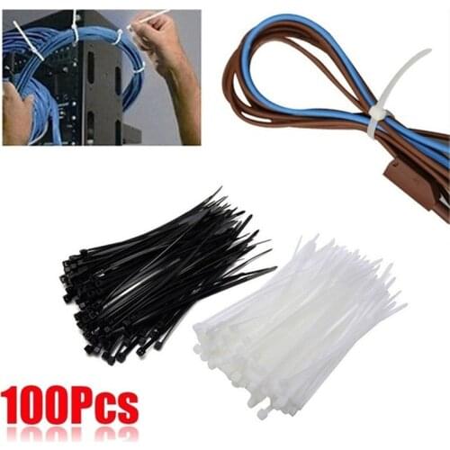 100Pc 3X100mm 3X150mm Self Locking Cable Tie Line Rope Organiser Holder Straps Zip Fasten Wire Industrial Supply Hardware Cable
