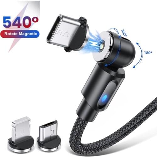 540 Rotate Magnetic Cable Fast Charging Magnetic Charger USB C Cable Mobile Phone Cable For IPhone Samsung Xiaomi Huawei