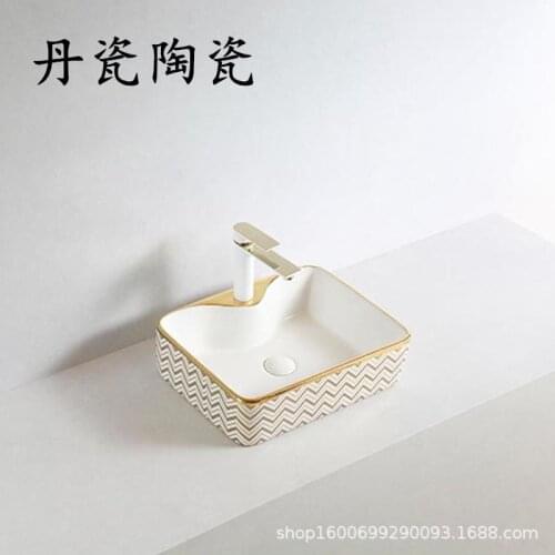 Ceramic color gold above counter basin round wash basin bathroom golden wash basin silver square art basin hotel wash basin