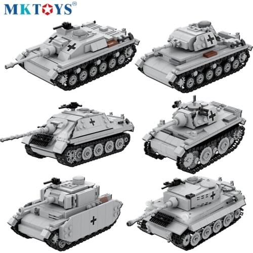 WW2 German Military Battle Tank Model Building Blocks Technical Blocks Tracked Armored Vehicle Army Soldier Bricks Toys For Boys