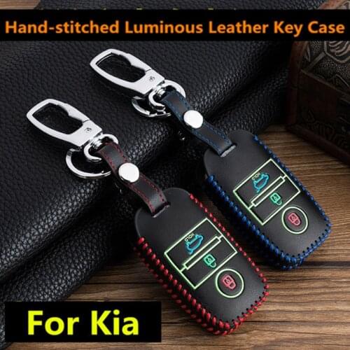 Leather Luminous Car Key Cover Case Keychain For Kia Ceed Rio Sportage R K3 K4 K5 Ceed Sorento Cerato Optima 2015-2018 Key Case