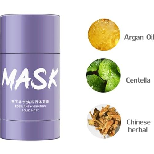 Green Tea Facial Mask Deep Cleansing Stick Moisturizing Oil-control Purifying Clay Eggplant Whitening Mask Anti-Acne Shrink Pore