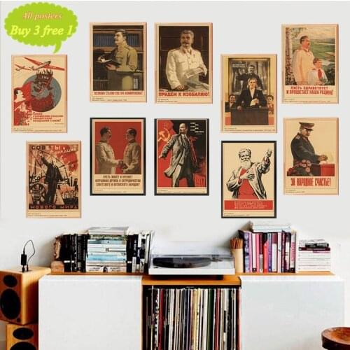 World war ii Russian comrade Joseph Stalin Leninism political propaganda Soviet union Kraft Posters Retro Wall Decor