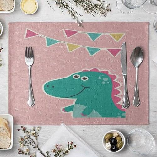 Fashion Print Rectangle Cotton Linen Western Style Table Pad Cut Mats Placemat for Dinner Kitchen Table 40x30cm