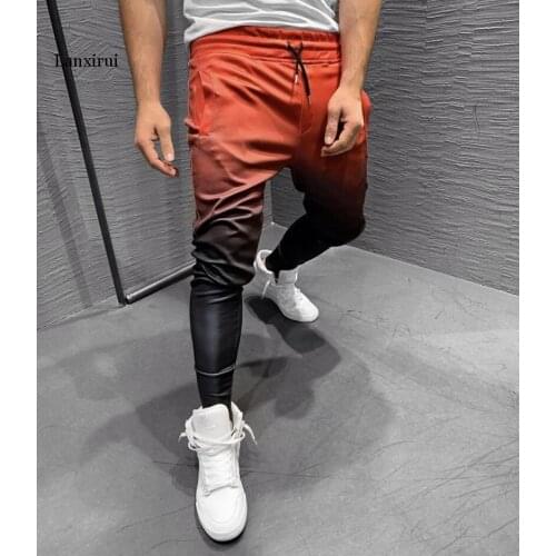Men Long Casual Sport Pants Gym Slim Fit Trousers Running Joggers Gym Sweatpants Gradient