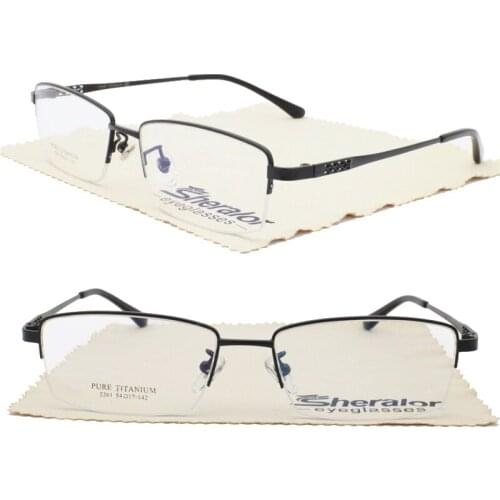 5361 high quality designers pure titanium halfrim IP vacuum color coating durable shield business precription glasses for men