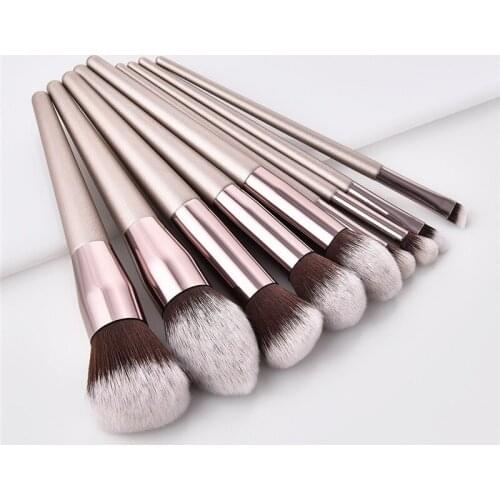 9/10pcs Champagne makeup brushes set for cosmetic foundation powder blush eyeshadow kabuki blending make up brush beauty tool